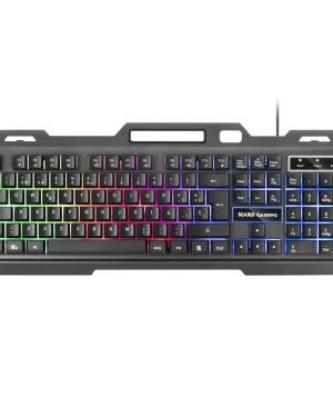 Mars Gaming MK120ES, Teclado Gaming FRGB, Aluminio, Antighosting, Soporte Smartphone, Gris y Negro, Idioma Español