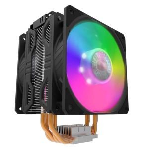 Cooler Master Hyper 212 LED Turbo ARGB Disipador CPU – Acabado en Aluminio Negro Azabache, 4 Tubos de Calor Contacto Directo con Aletas, 2 Ventiladores SickleFlow 120 ARGB, Controlador LED ARGB – ARGB