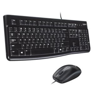 Teclado y Ratón Logitech Desktop MK120 USB Plug-and-Play, Compatible con PC y Portátil, Disposición QWERTY Español – Negro