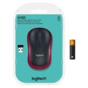 Ratón Inalámbrico Logitech M185/ Hasta 1000 DPI, Ambidiestro, Compatible con PC, Mac, Portátil – Rojo