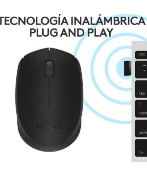 Ratón Inalámbrico Logitech M171/ Hasta 1000 DPI, ambidiestro para PC, Mac, portátil, Negro