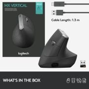 Ratón Ergonómico Inalámbrico por Bluetooth Logitech Vertical MX/ Batería recargable/ Hasta 4000 DPI