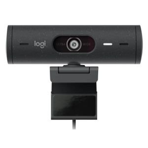 Logitech Brio 500 HD Webcam Ajuste Luz, Reducción Ruido, Cubierta Privacidad Cámara Web, Cable USB-C, Streaming – Grafito