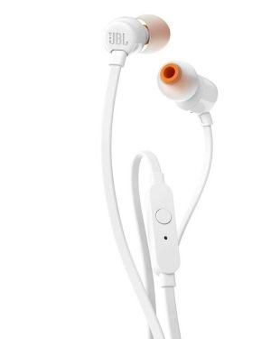 JBL T110 Auriculares In Ear con Pure Bass con manejo de un Solo botón y micrófono, Color Blanco