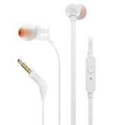 JBL T110 Auriculares In Ear con Pure Bass con manejo de un Solo botón y micrófono, Color Blanco