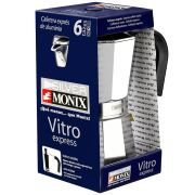 MONIX Vitro Express Cafetera de aluminio 6 tazas, apta para todo tipo de cocinas excepto inducción