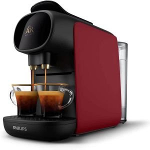 Cafetera de Cápsulas Philips L’Or Barista Sublime LM9012/55/ Compatible cápsulas Nespresso y L’OR/ Negra y Roja/ Incluye 50 Cápsulas