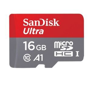 SanDisk Ultra 16 GB microSDHC Memory Card + SD Adapter with A1 App Performance Up to 98 MB/s, Class 10, U1 , Red