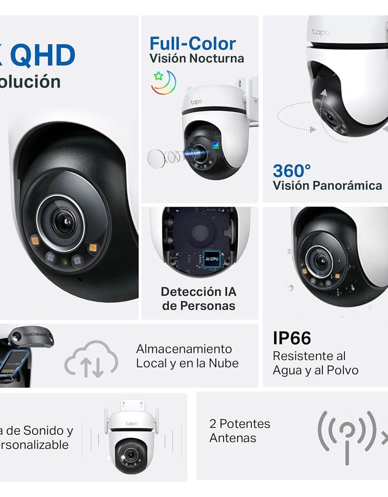 TP-Link Tapo C520WS Almohadilla Cámara de seguridad IP Interior y exterior 2560 x 1440 Pixeles Techo