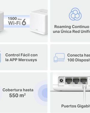 MERCUSYS Halo H1500X(3-Pack)-AX1500 Sistema WiFi 6 Mesh, 3X Puerto Gigabit Ethernet