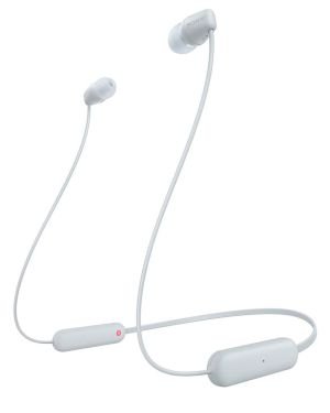 Sony WI-C100 Auriculares Inalámbricos – Hasta 25 Horas Batería, Micrófono Llamadas, Bluetooth, Blanco