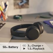 Sony WH-CH520 Auriculares Inalámbricos Bluetooth, hasta 50 Horas de Autonomía con Carga Rápida y Estilo Diadema, Negro