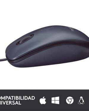 Logitech, USB, B100 Ratón con Cable, 3 Botones, Seguimiento Óptico, Ambidiestro, PC/Mac/Portátil/Chromebook – Negro