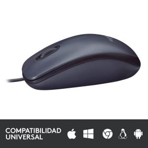 Logitech, USB, B100 Ratón con Cable, 3 Botones, Seguimiento Óptico, Ambidiestro, PC/Mac/Portátil/Chromebook – Negro