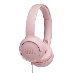 JBL Tune 500 – Auriculares supraaurales de cable y control remoto de un solo botón, micrófono incluido, asistente de voz, rosa