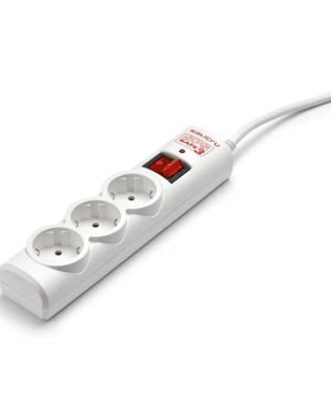 Regleta con interruptor Salicru SPS SAFE 3/ 3 Tomas de corriente/ Cable 1.5m/ Blanca