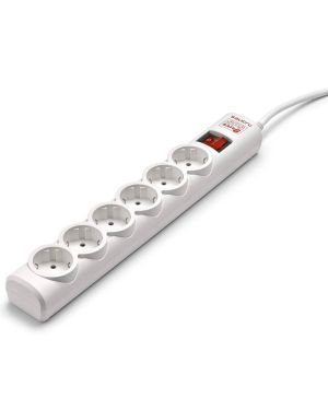 Regleta con interruptor Salicru SAFE 6/ 6 Tomas de corriente/ Cable 1.5m/ Blanca