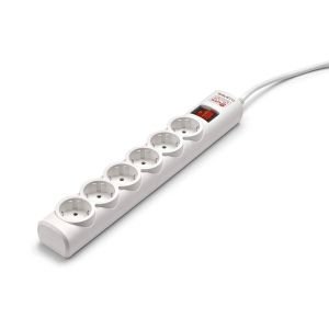 Regleta con interruptor Salicru SAFE 6/ 6 Tomas de corriente/ Cable 1.5m/ Blanca