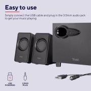 Trust Avora 2.1 – Conjunto de Altavoces con Subwoofer, 18 W para PC, Ordenador, Portátil, Música, Youtube – Negro