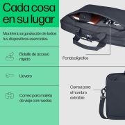 HP Maletín Everyday para Portátil de 16″, Fabricado con Poliéster Reciclado 600D, 12L, Compartimiento Acolchado, Resistente al Agua, Correa de Hombro Extraíble, Gris