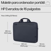 HP Maletín Everyday para Portátil de 16″, Fabricado con Poliéster Reciclado 600D, 12L, Compartimiento Acolchado, Resistente al Agua, Correa de Hombro Extraíble, Gris