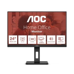 Monitor AOC 24E3QAF 23.8″/ Full HD/ Multimedia/ Regulable en altura/ Negro