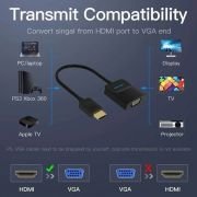 Conversor Vention 42161 HDMI Macho – VGA Hembra – Jack 3.5 Hembra/ 15cm/ Negro