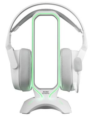 SOPORTE DE AURICULARES CON HUB USB 2×2.0 MARS GAMING CON ILUMINACION RGB FLOW COLOR WHITE