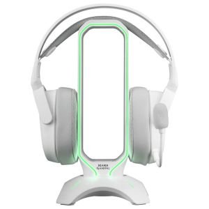 SOPORTE DE AURICULARES CON HUB USB 2×2.0 MARS GAMING CON ILUMINACION RGB FLOW COLOR WHITE