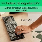 HP 450 Teclado Inalámbrico Programable QWERTY Español (Puerto USB-A, 20 Teclas Personalizables, hasta 6° de Inclinación, Windows 11, Windows 10, MAC) Color Negro