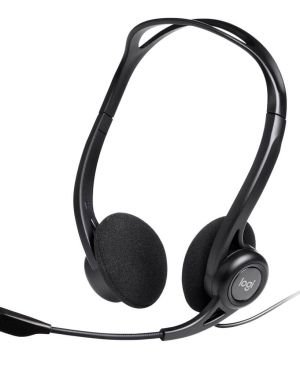 Logitech 960 Auriculares con Cable, Sonido Estéreo con Micrófono con Cancelación de Ruido, USB, Peso Ligero, Controles Integrados en el Cable, PC/Mac/Portátil , Negro