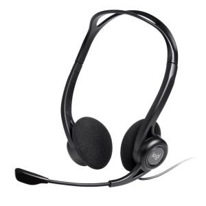 Logitech 960 Auriculares con Cable, Sonido Estéreo con Micrófono con Cancelación de Ruido, USB, Peso Ligero, Controles Integrados en el Cable, PC/Mac/Portátil , Negro