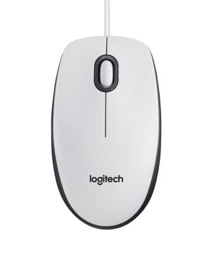 Logitech B100 Ratón con Cable, 3 Botones, Seguimiento Óptico, Ambidiestro, PC/Mac/Portátil/Chromebook – Blanco