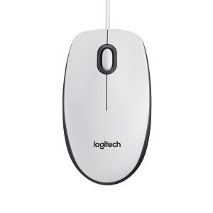 Logitech B100 Ratón con Cable, 3 Botones, Seguimiento Óptico, Ambidiestro, PC/Mac/Portátil/Chromebook – Blanco