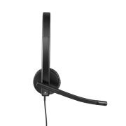 Logitech H570e Auriculares con Cable, Estéreo con Micrófono con Cancelación de Ruido, USB, Controles Integrados con Botón de Silencio, Indicador Led, PC/Mac/Portátil, Negro