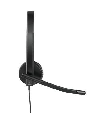 Logitech H570e Auriculares con Cable, Estéreo con Micrófono con Cancelación de Ruido, USB, Controles Integrados con Botón de Silencio, Indicador Led, PC/Mac/Portátil, Negro