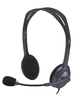 Logitech H111 Auriculares con Cable, Sonido Estéreo con Micrófono Giratorio, Jack 3,5mm, PC/Mac/Portátil/Smartphone/Tablet , Negro