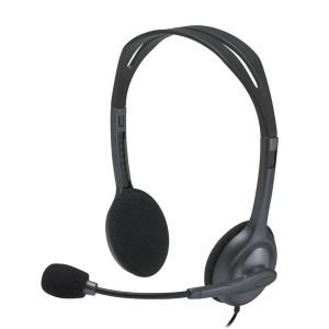 Logitech H111 Auriculares con Cable, Sonido Estéreo con Micrófono Giratorio, Jack 3,5mm, PC/Mac/Portátil/Smartphone/Tablet , Negro