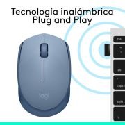 Logitech M171 Ratón inalámbrico para PC, Mac, portátil, 2,4 GHz con minireceptor USB, seguimiento óptico, duración batería 12 meses, ambidiestro, Gris