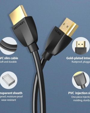 Cable HDMI 2.0 4K Portatil Vention AAIBI/ HDMI Macho – HDMI Macho/ 3m/ Negro