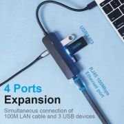 Docking USB Tipo-C Vention TGOBB/ 3xUSB/ 1xRJ45/ 1x Micro B PD/ Negro