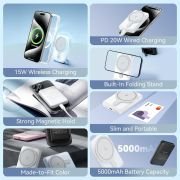 Powerbank 5000mAh Vention FHSL0/ 20W/ Wireless/ Azul