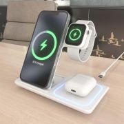 AISENS – ASCH-15W3WC044-W – Cargador Inalambrico USB-C 3 en 1 de 15W para Movil, Apple Watch, Ariculares con Estuche de Carga, Blanco