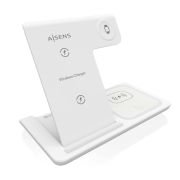 AISENS – ASCH-15W3WC044-W – Cargador Inalambrico USB-C 3 en 1 de 15W para Movil, Apple Watch, Ariculares con Estuche de Carga, Blanco
