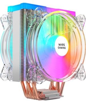 Mars Gaming MCPU66, Disipador CPU Triple ARGB, 6 Heatpipes HCT, TDP 220W, 2 Ventiladores 12cm