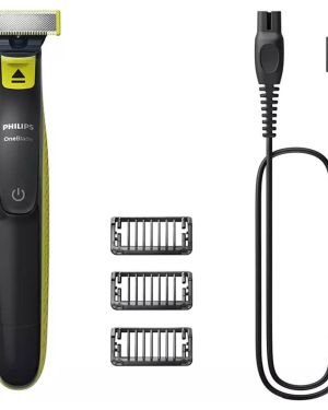 Cortabarbas – PHILIPS – Oneblade QP2724/10 – 3 accesorios (1 / 3 / 5 mm) incluidos – inalámbrico recargable – Verde / Negro