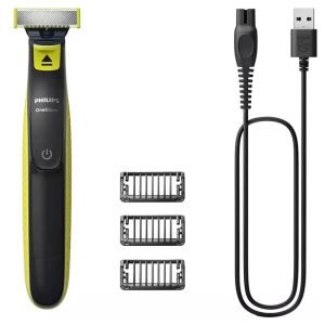 Cortabarbas – PHILIPS – Oneblade QP2724/10 – 3 accesorios (1 / 3 / 5 mm) incluidos – inalámbrico recargable – Verde / Negro