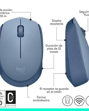 Logitech M171 Ratón inalámbrico para PC, Mac, portátil, 2,4 GHz con minireceptor USB, seguimiento óptico, duración batería 12 meses, ambidiestro, Gris