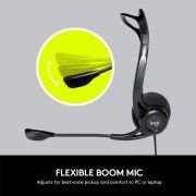 Logitech 960 Auriculares con Cable, Sonido Estéreo con Micrófono con Cancelación de Ruido, USB, Peso Ligero, Controles Integrados en el Cable, PC/Mac/Portátil , Negro