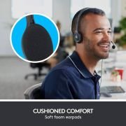 Logitech H111 Auriculares con Cable, Sonido Estéreo con Micrófono Giratorio, Jack 3,5mm, PC/Mac/Portátil/Smartphone/Tablet , Negro